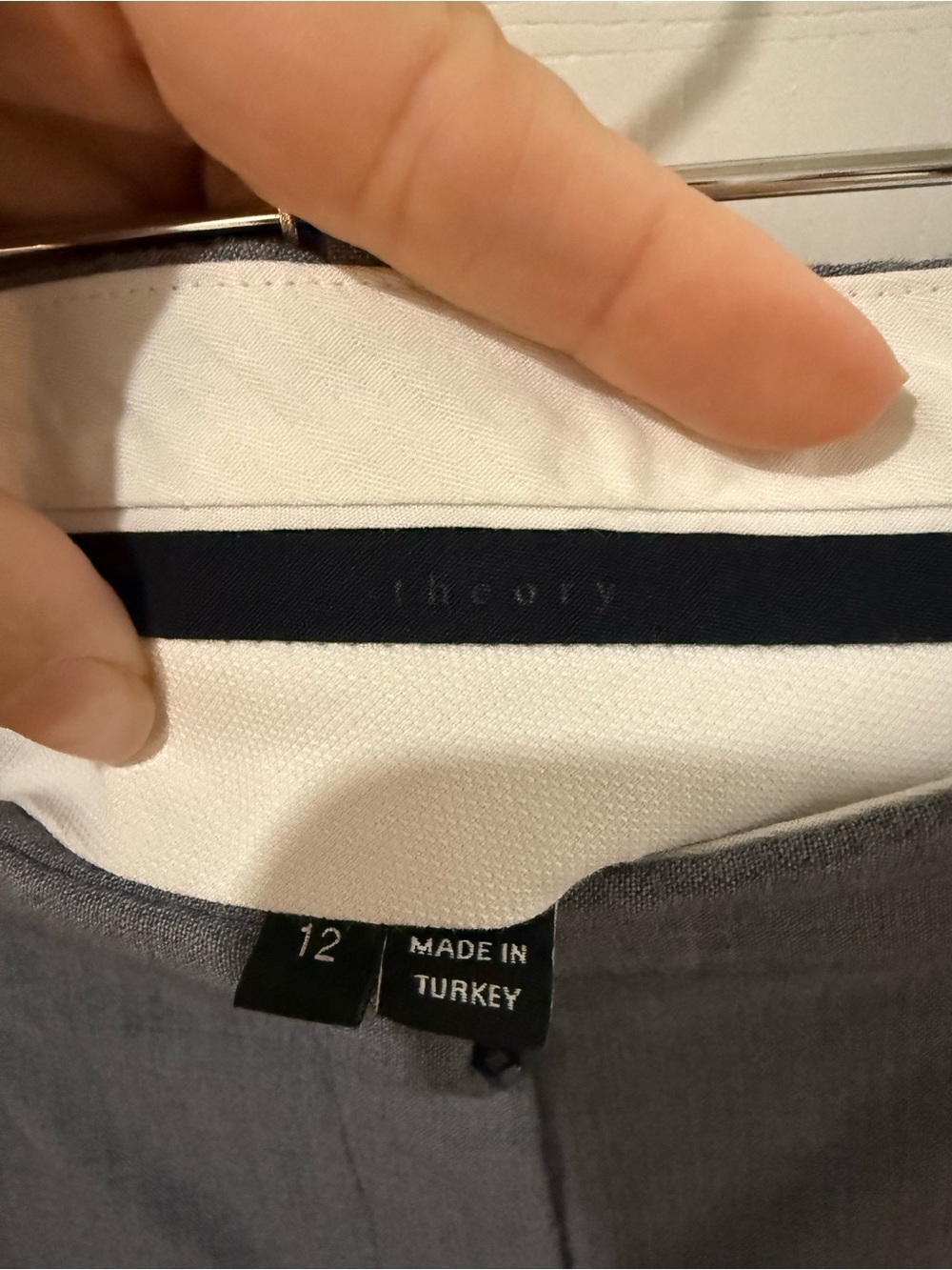 Theory Gray Tailored Dress Pants Size 12 Straight Leg Career 36” Waist - Picture 3 of 3
